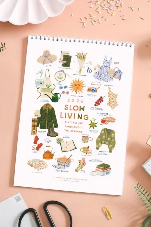 Calendar, 2026 Slow Living Calendar, Monthly Calendar, Wall Calendar, Illustrated 12 Month Calendar, Gift for her, Wall Decor, Cottage Core
